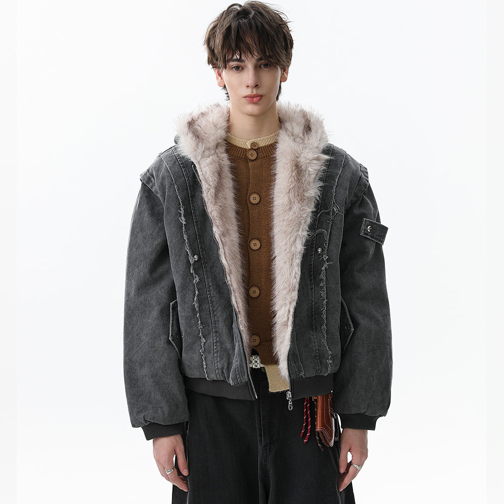 Vintage Distressed | Fur Winter Jacket - Luxuryurbanwear