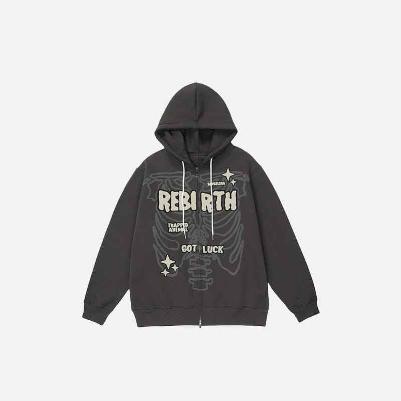 Zip Up Hoodie Rebirth Skeleton
