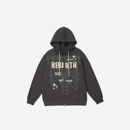 Zip Up Hoodie Rebirth Skeleton