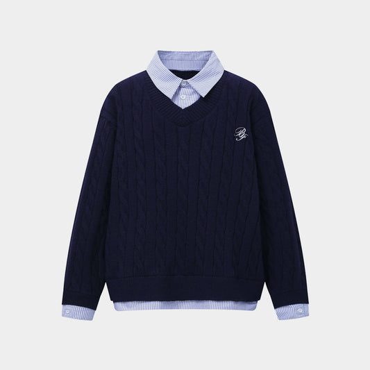 College Patchwork| Knit Polo Sweater - Luxuryurbanwear