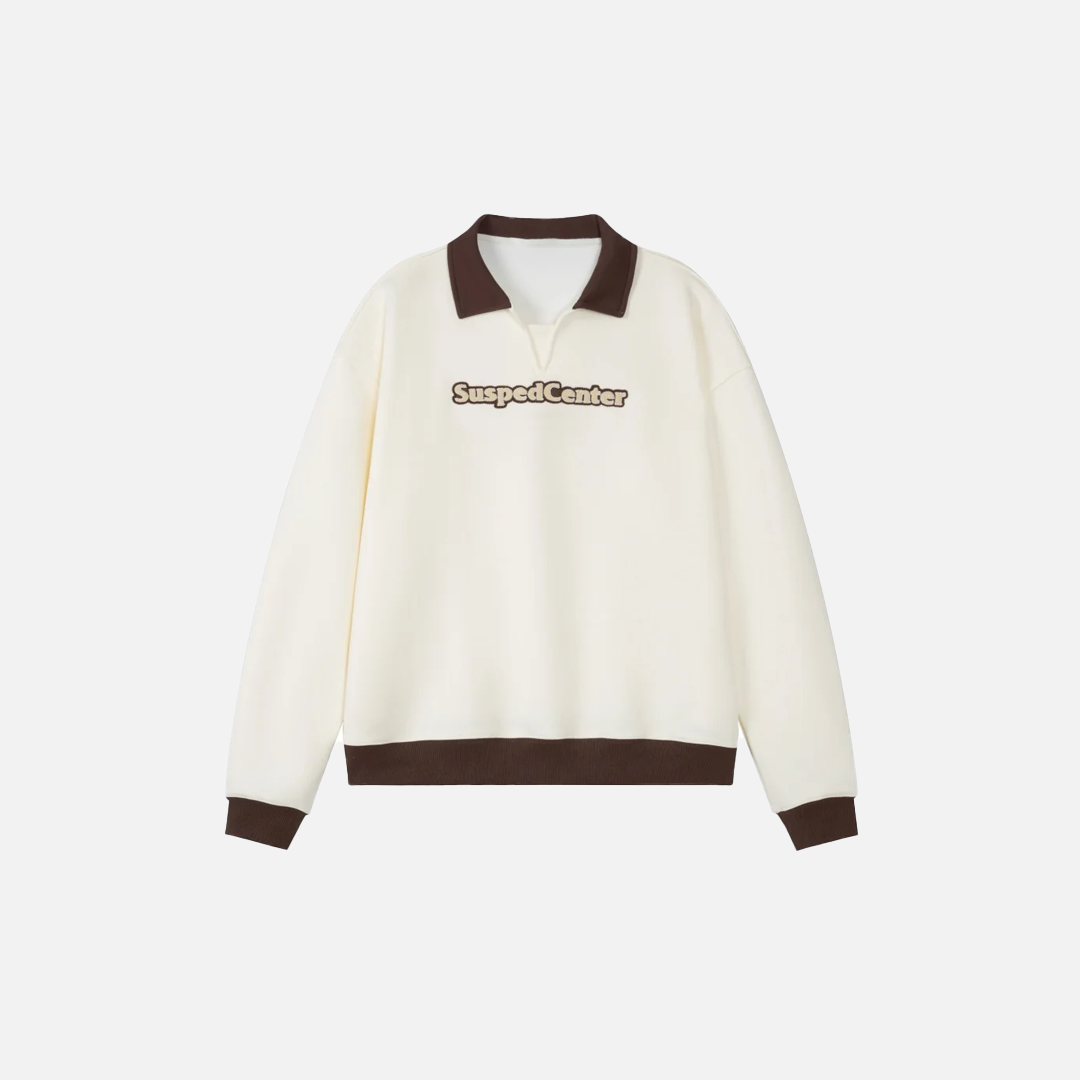 Y2K Loose Letter Embroidery Turn-Down Collar Sweatshirt - Luxuryurbanwear