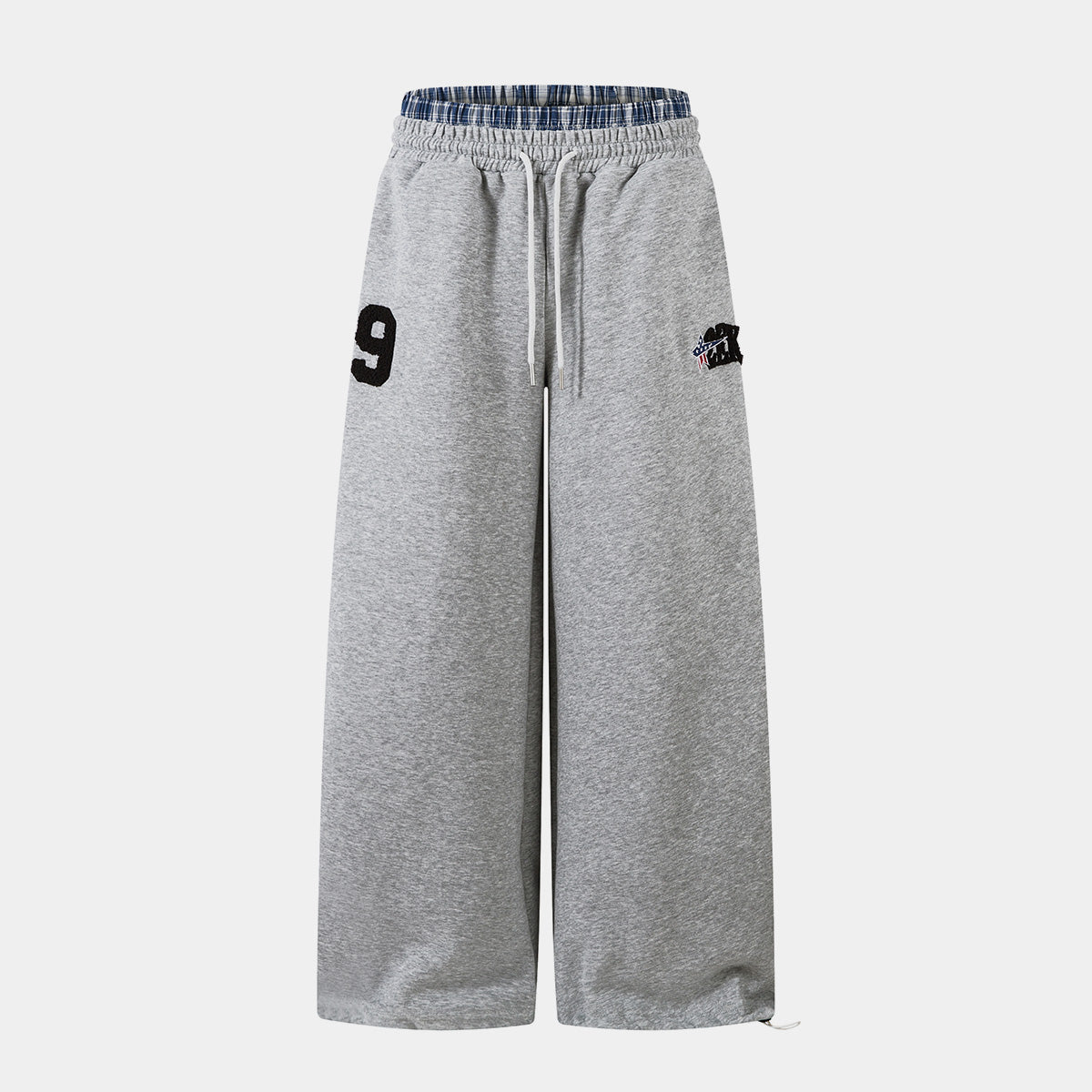 Patchwork Wide Leg Sweatpants | Grey Black Streetwear Trousers - Luxuryurbanwear