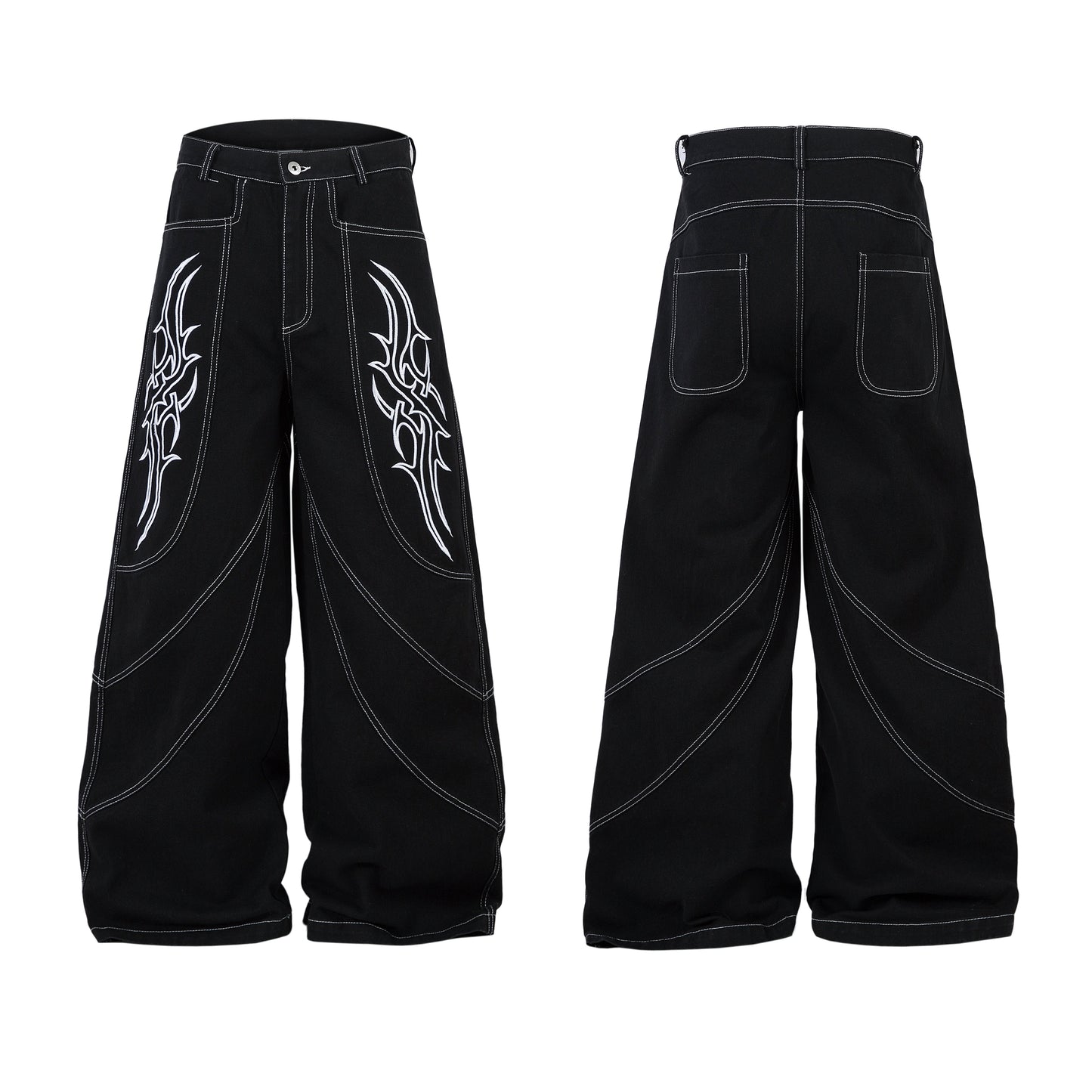 Embroidered Flame | Baggy Jeans