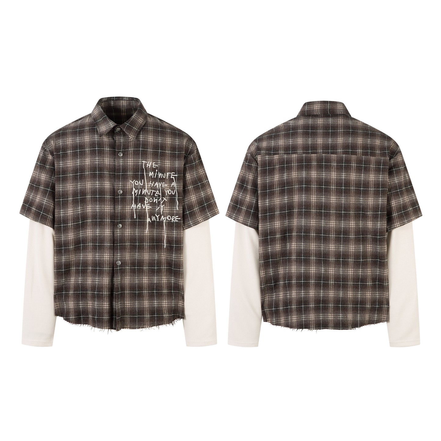 Vintage Plaid Contrast | Layered Sweatshirt - Luxuryurbanwear