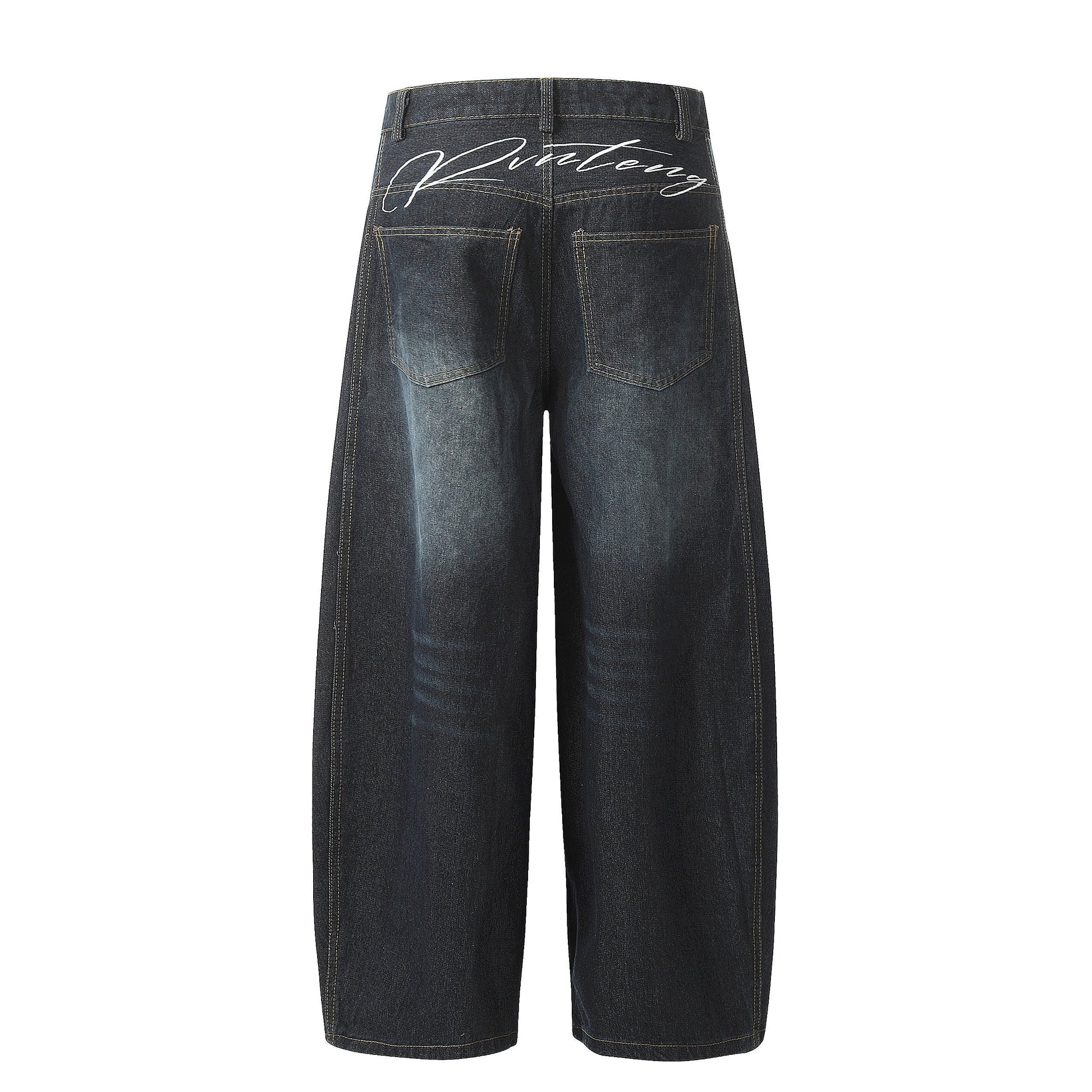 Winter Sky | Knitted Wide-Leg Denim Pants - Luxuryurbanwear