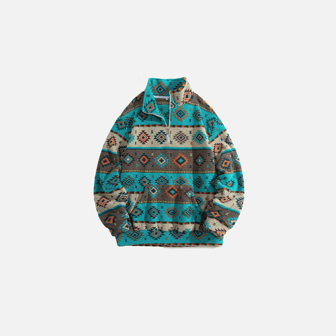 Cozy Warm Printed Half Zip Sweatshirt - Luxuryurbanwear