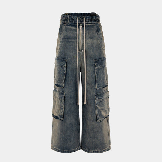 Wide Leg Multi-Pocket Straight | Loose Jeans - Luxuryurbanwear