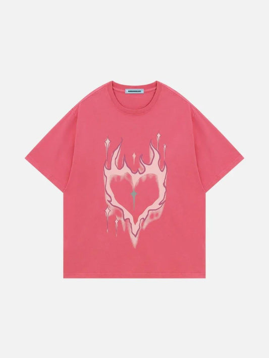LUW "Heart-Flame" Graphic Tee - Luxury Heavyweight Unisex Streetwear T-Shirt
