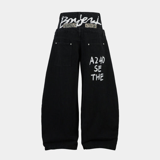 Leopard Graffiti | Patch Jeans Pants - Luxuryurbanwear