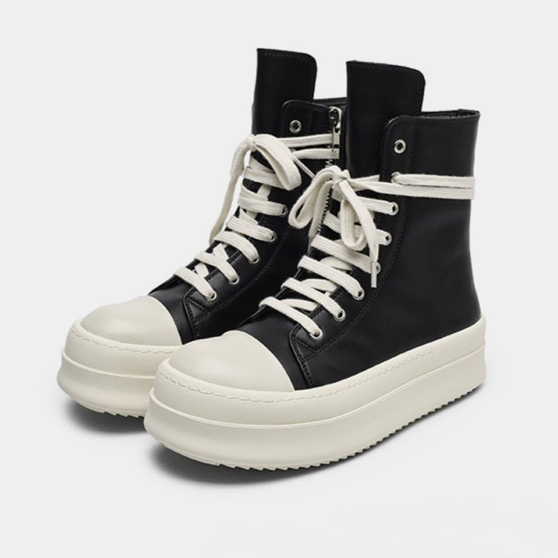 High-top Side Zipper Platform Sneakers - Luxury Tactical Streetwear Boots | LuxuryUrbanwear - Luxuryurbanwear