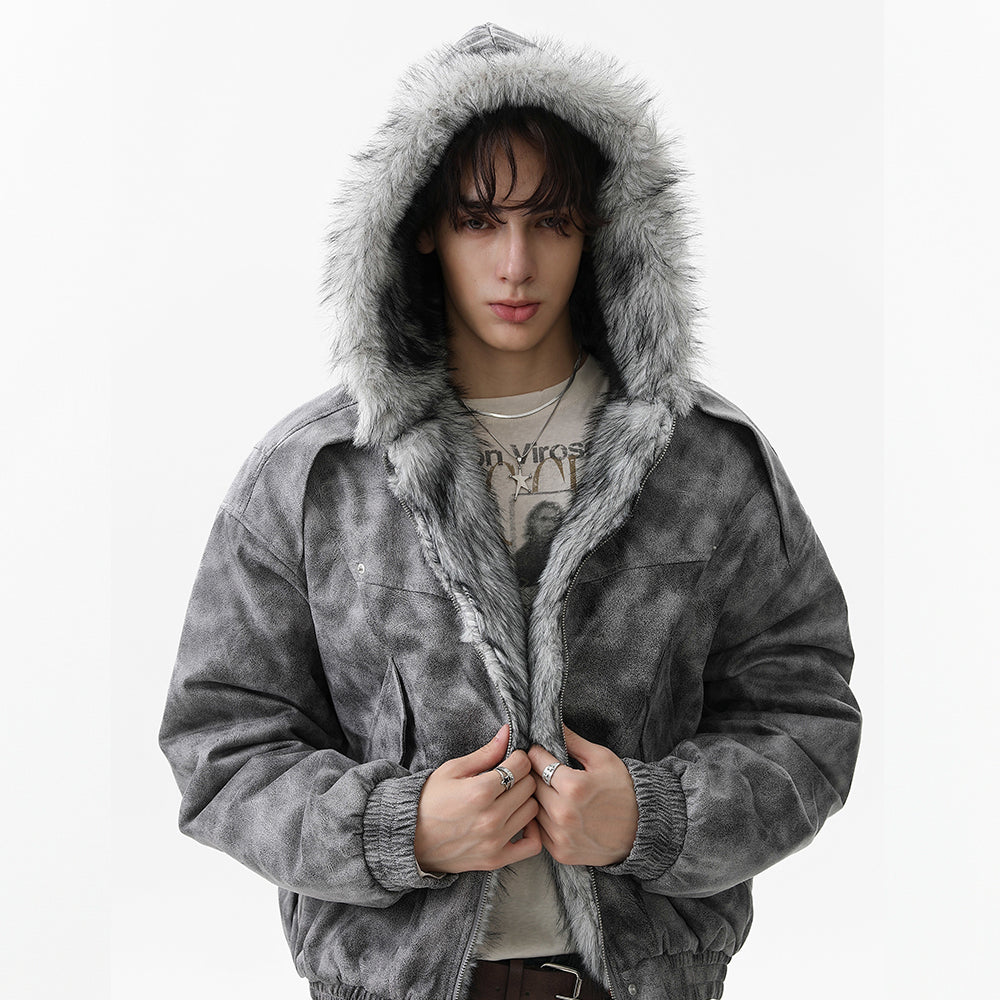 Distressed Washed | Hooded Oversized Jacket - Luxuryurbanwear