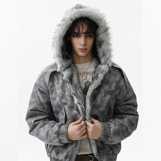 Distressed Washed | Hooded Oversized Jacket - Luxuryurbanwear