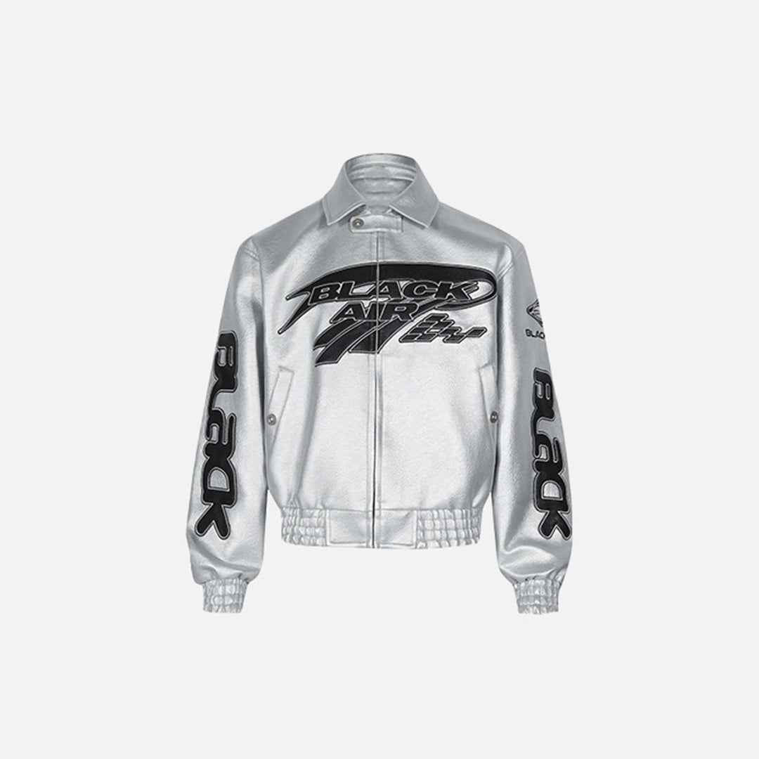 Y2K Leather Reflective Racing Jacket