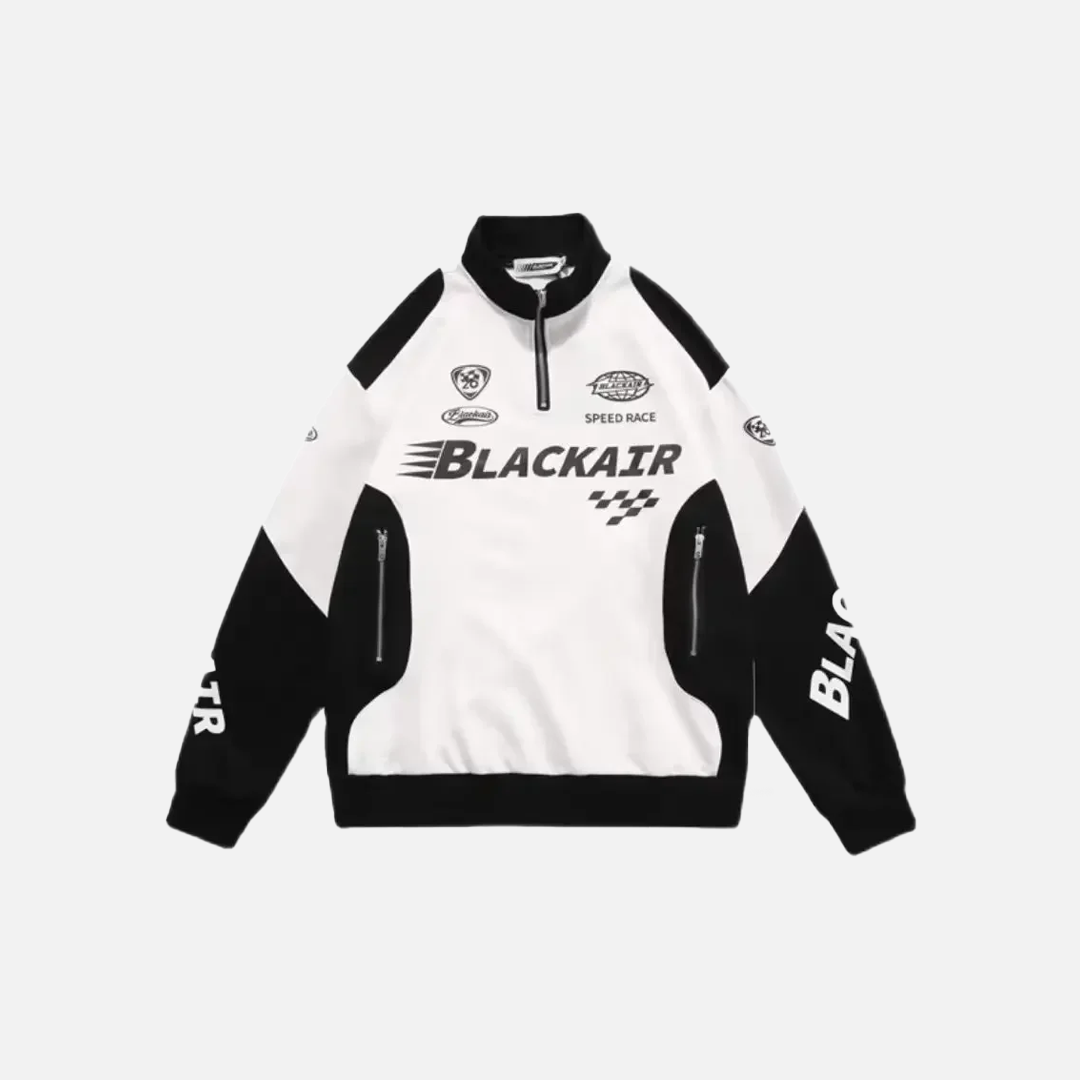 Racing Style Patchwork Half Zipper Sweatshirt - Luxuryurbanwear