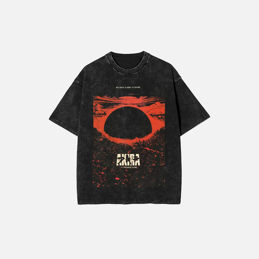 Trendy Japanese Anime Style Graphic Washed T-Shirt - Luxuryurbanwear