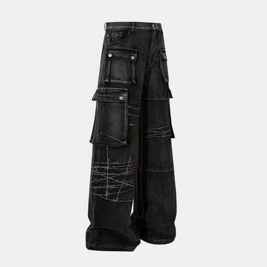 Barbed Wire Print | Baggy Jeans - Luxuryurbanwear