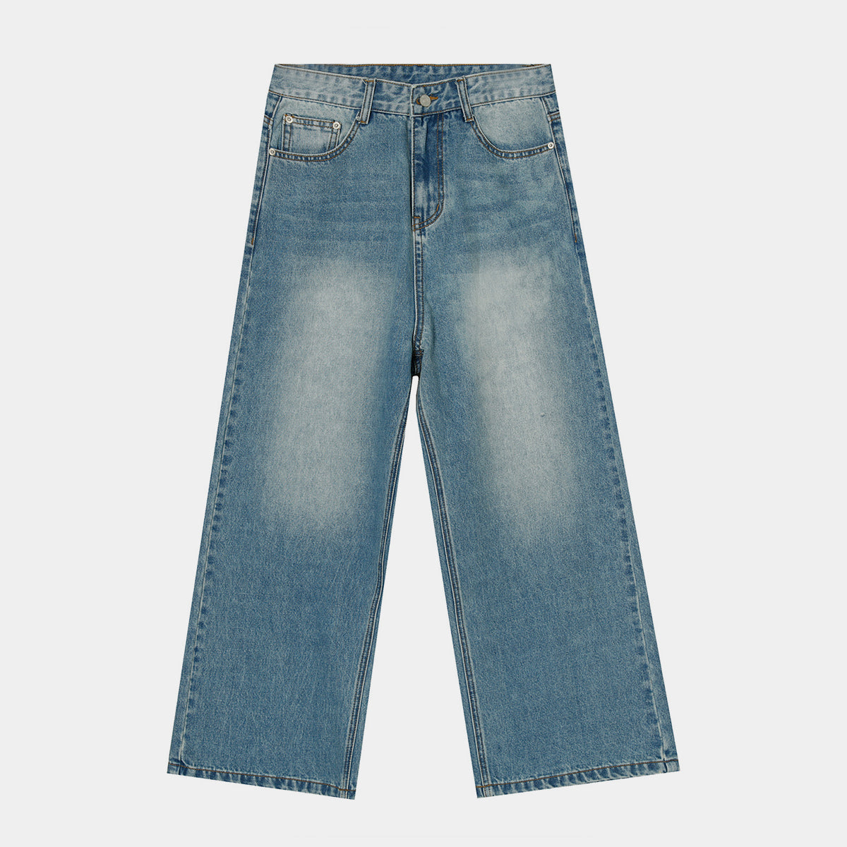 Mid-Wash Fade | Wide Denim Jeans - Luxuryurbanwear