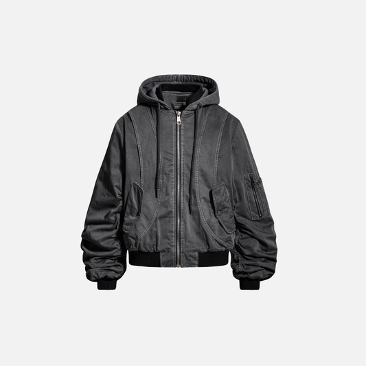 Streetwear Heavy Industry Quilted Hooded Jacket - Luxuryurbanwear