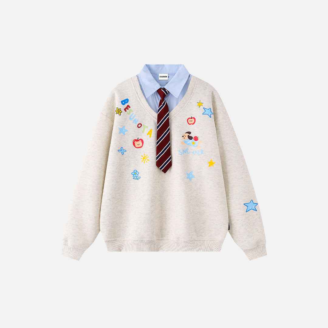 Stylish Vintage Detachable Collar Casual Sweater