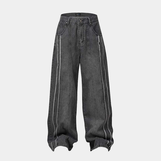 Washed Distressed Raw Edge | Baggy Jeans - Luxuryurbanwear