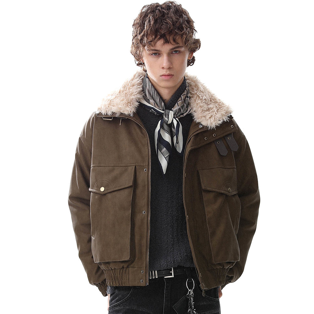 Vintage Pocket | Padded Suede Jacket - Luxuryurbanwear