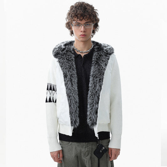 Knit Contrast | Fleece Hooded Jacket - Luxuryurbanwear