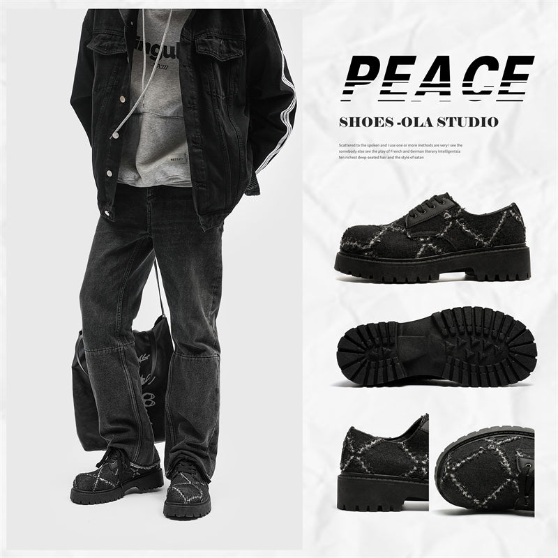 MLB LTHR-16 Distressed Denim Derby Shoes - Luxuryurbanwear