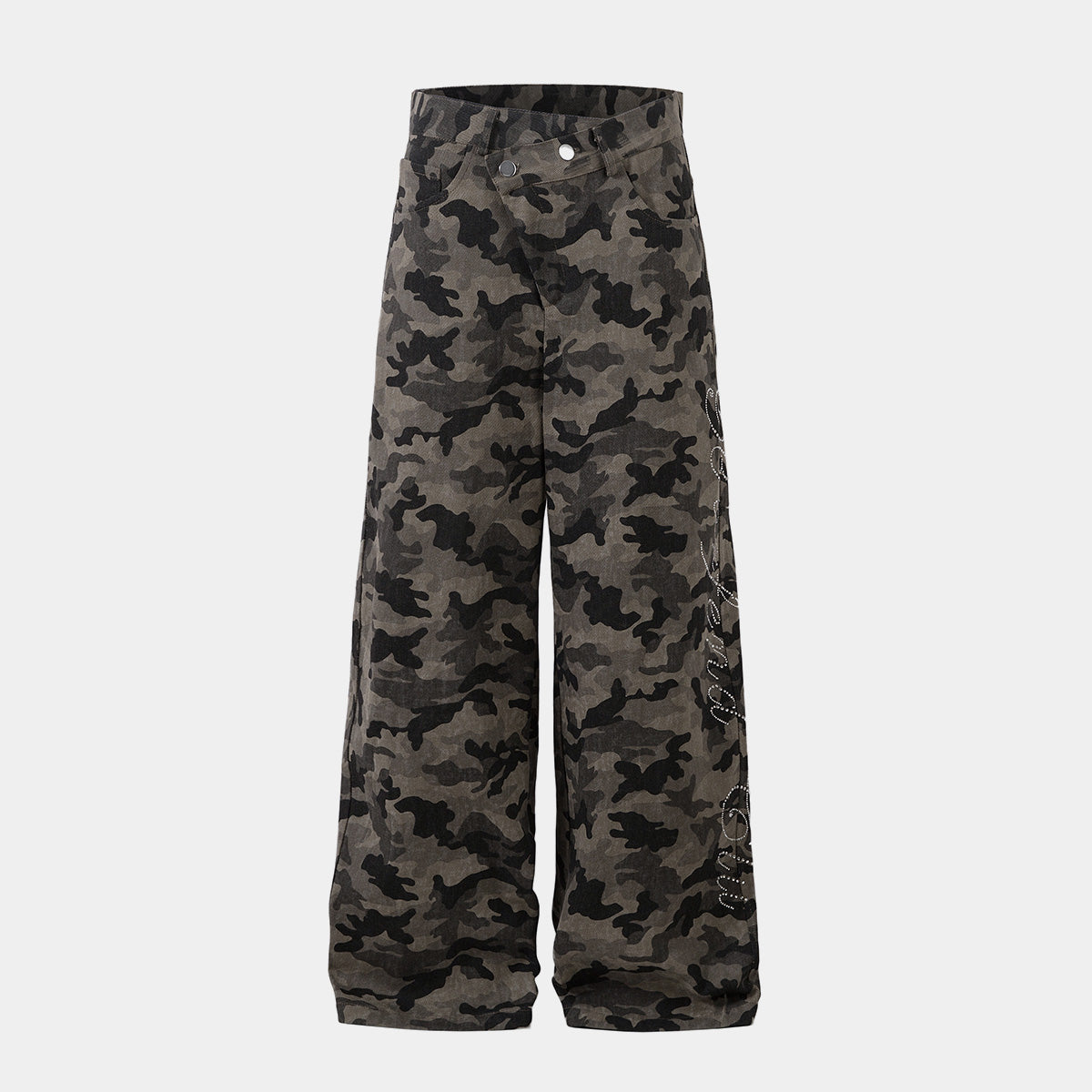 Y2K Vintage Wide Leg Pants | Camouflage Straight Denim Jeans - Luxuryurbanwear