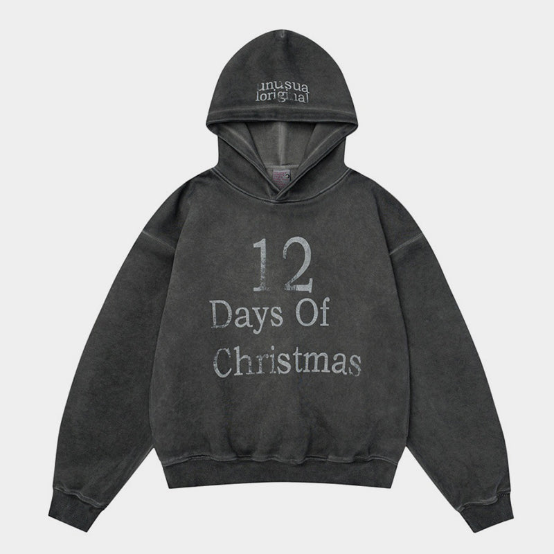 Distressed Retro Pullover | Hollow Embroidered Christmas Hoodie - Luxuryurbanwear