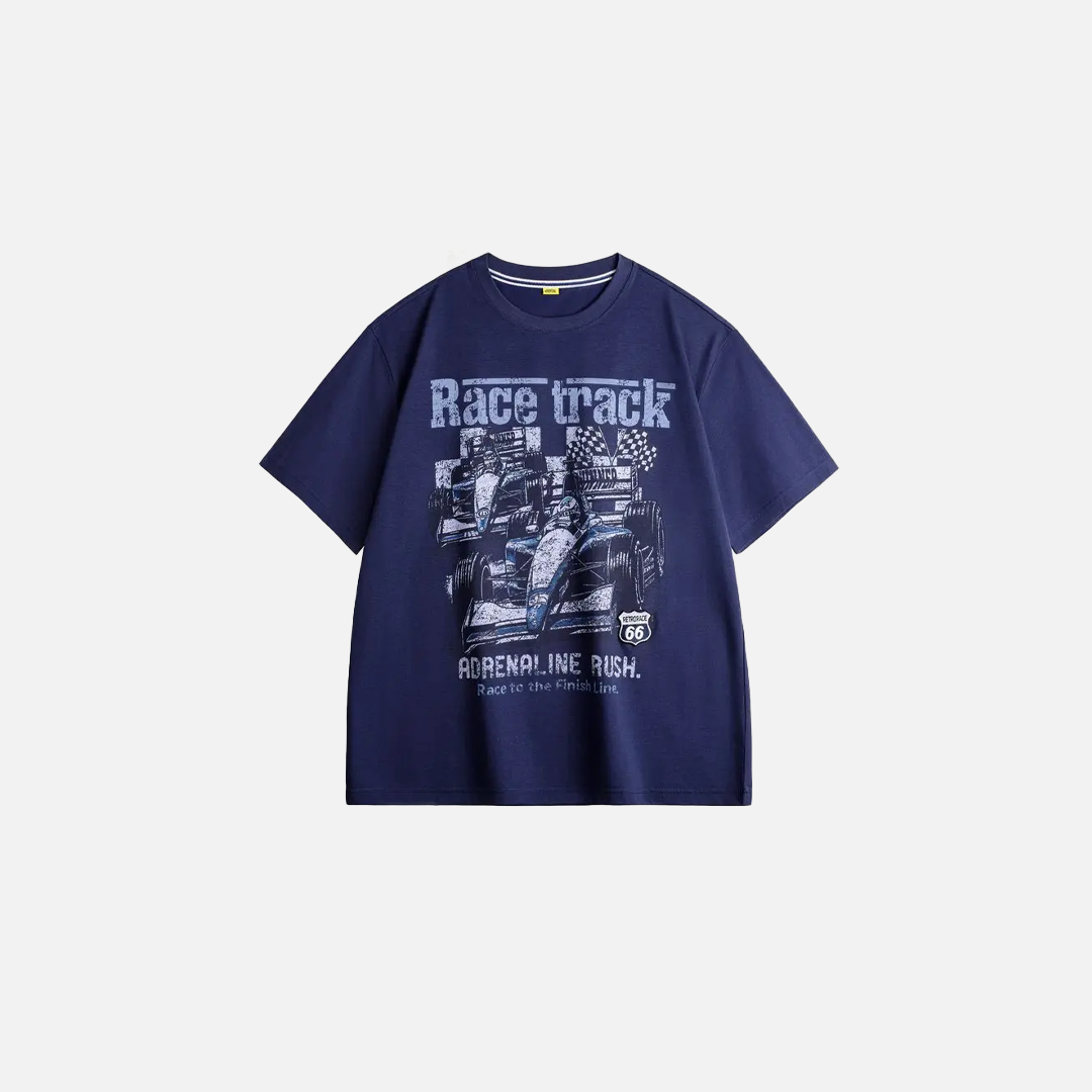 Vintage Casual Racing Print T-Shirt - Luxuryurbanwear