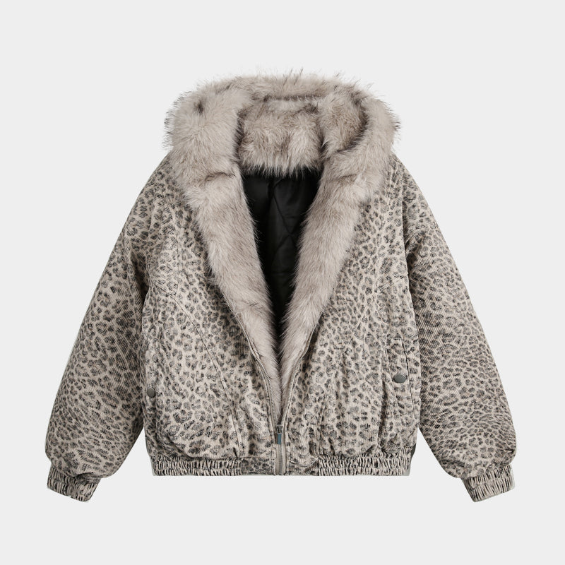 Leopard Patterned / Faux Fur Jacket - Luxuryurbanwear