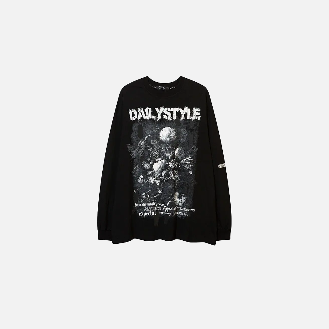 Floral Graffiti Print Long Sleeve T-Shirt - Luxuryurbanwear