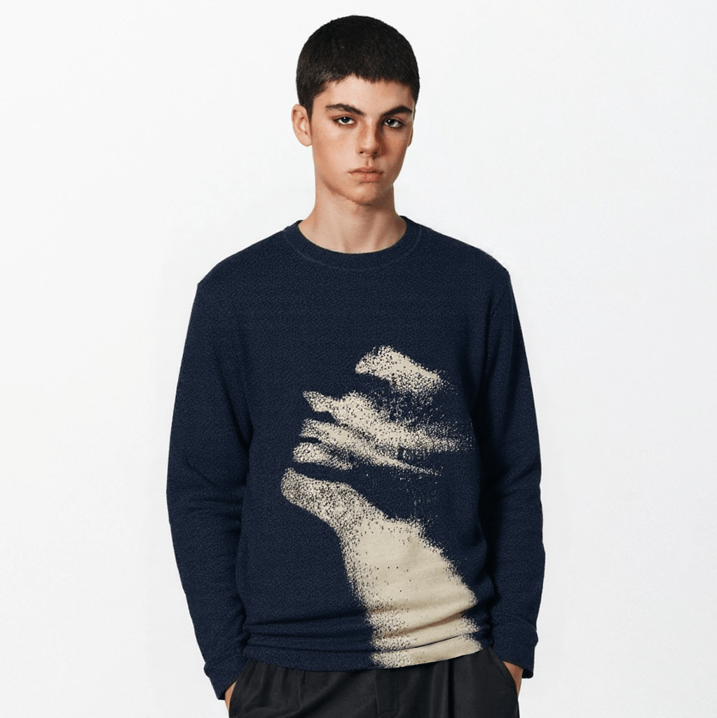 Abstract Embrace | Artistic Graphic Knit Sweater - Luxuryurbanwear