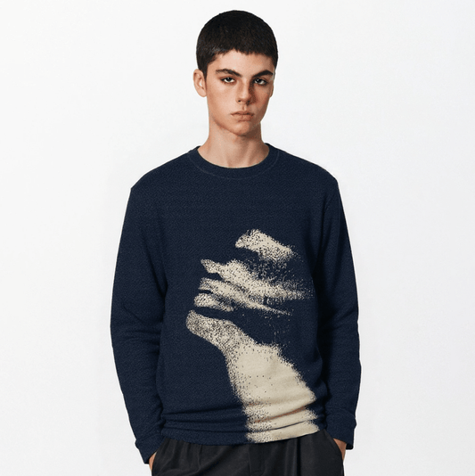 Abstract Embrace | Artistic Graphic Knit Sweater - Luxuryurbanwear