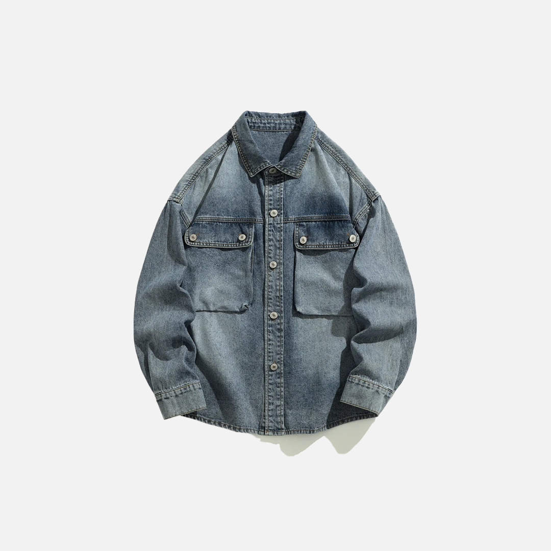 Snowflakes Heavyweight Denim Cargo Jacket - Luxuryurbanwear