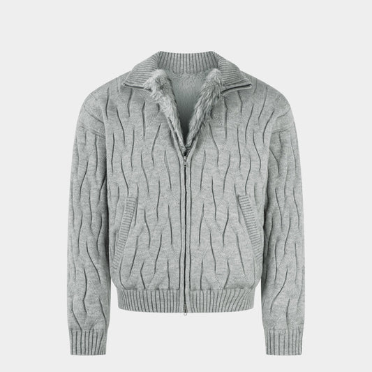 Textured Fleece | Knit Zip Jacket - Luxuryurbanwear