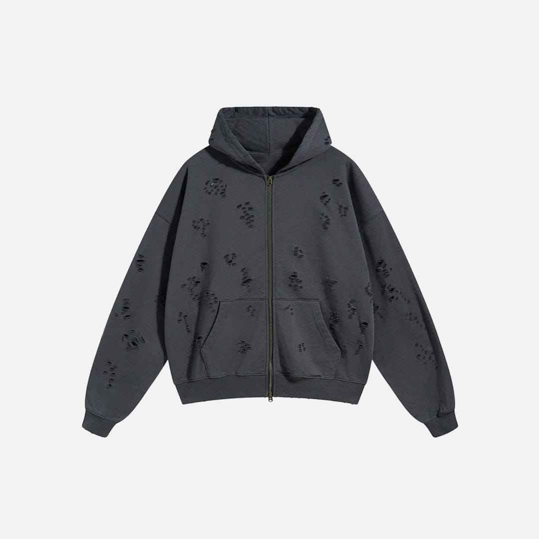 Zip Up Hoodie Torn Tracks