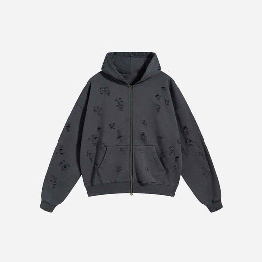 Zip Up Hoodie Torn Tracks