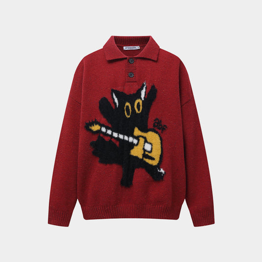 Cartoon Fuzzy | Knit Polo Sweater - Luxuryurbanwear