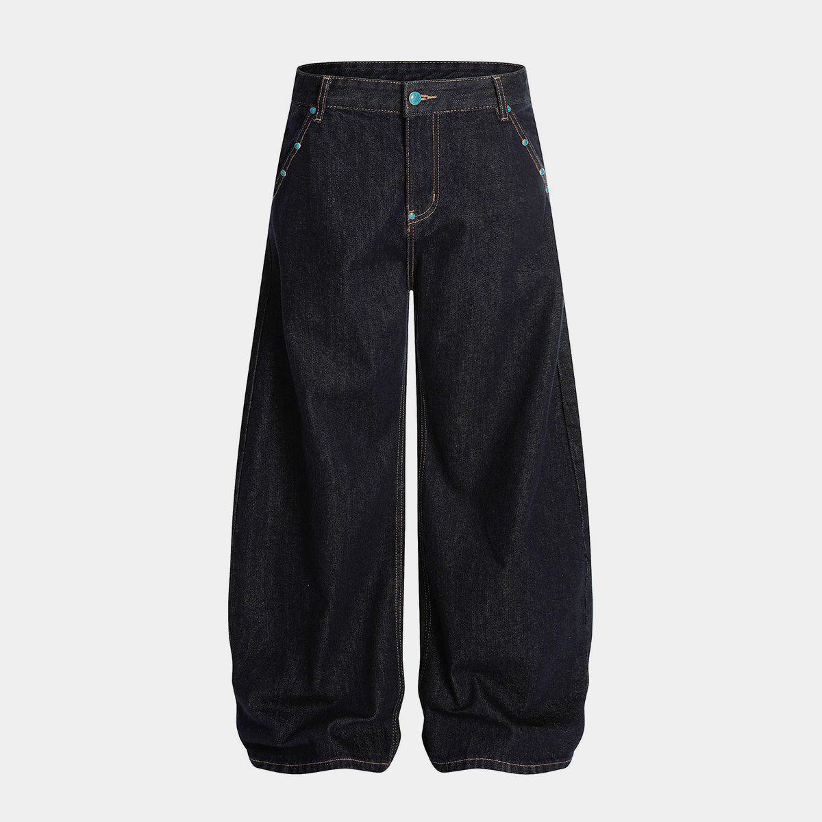 Baggy Barrel | Rivet Raw Jeans - Luxuryurbanwear