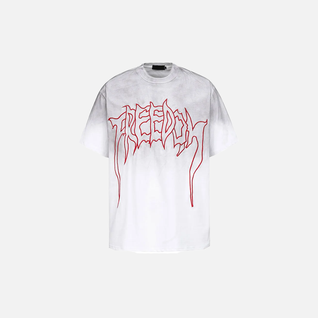 Y2K Retro Letter Embroidered Tie Dye Cotton T-Shirt - Luxuryurbanwear