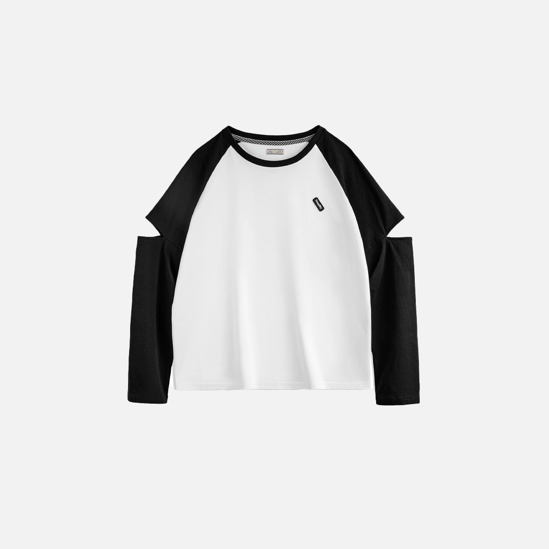 Retro Contrast Long Sleeve T-Shirt - Luxuryurbanwear