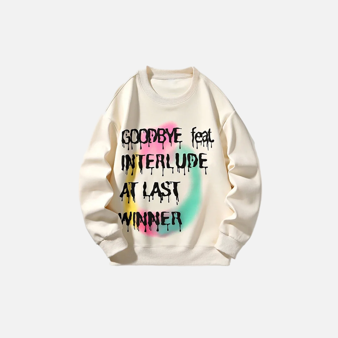 Oversized Hip Hop Letter Print Sweatshirt - Luxuryurbanwear