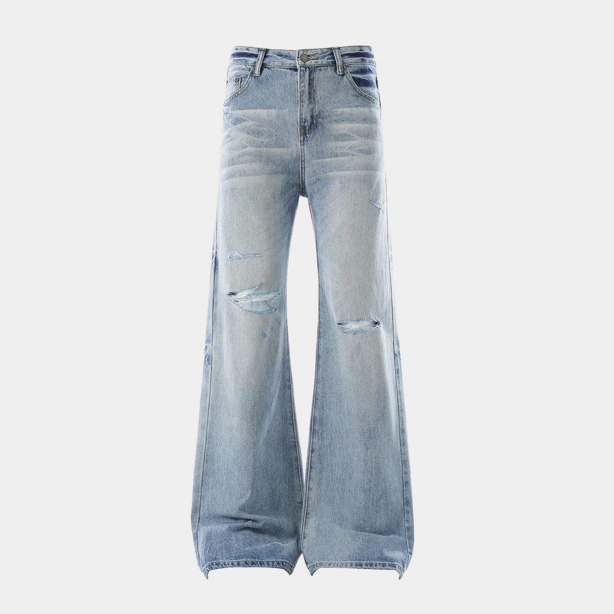 Denim Ripped | Washed flares Jeans - Luxuryurbanwear