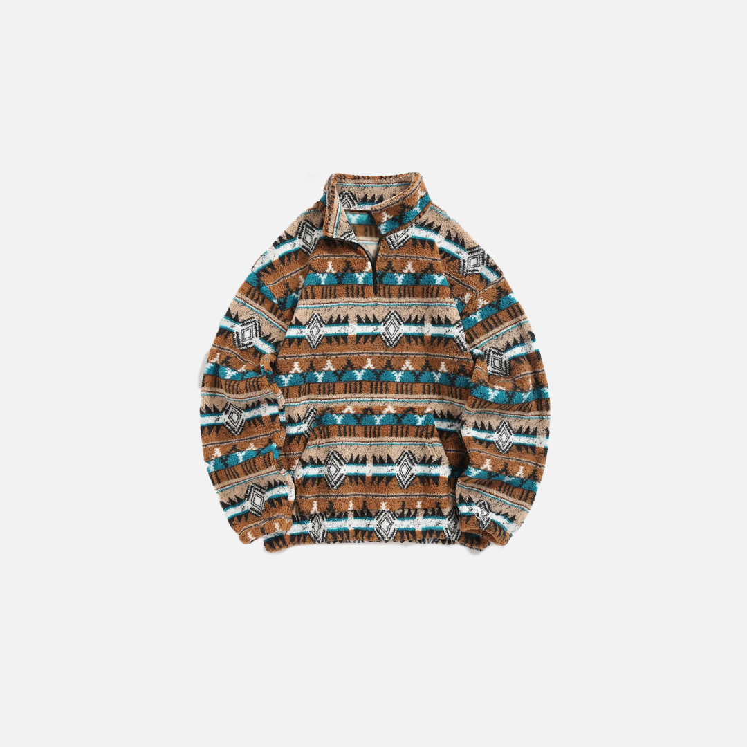 Men's Aztec Print Polar Fleece Sweatshirt - Luxuryurbanwear