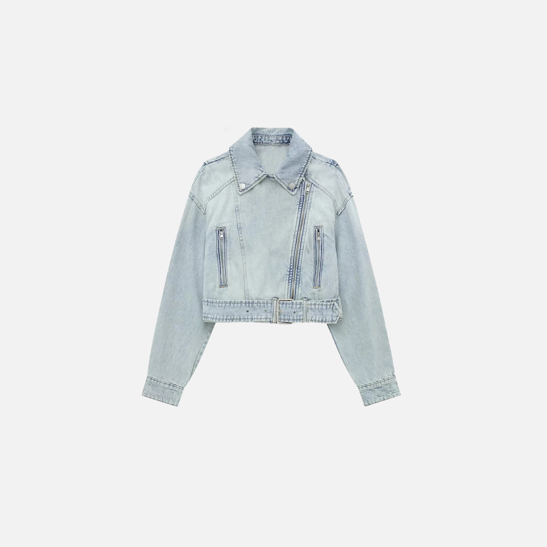 Vintage Denim Biker Jacket - Luxuryurbanwear