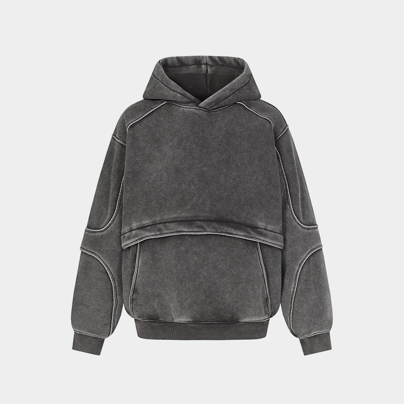 Retro Deconstructed | Patchwork Washed Hoodie - Luxuryurbanwear