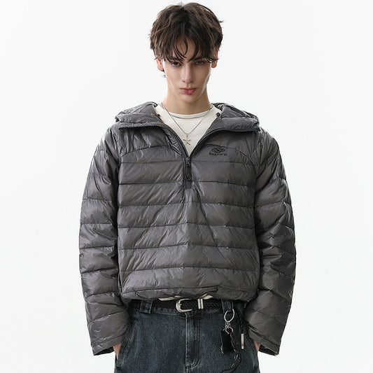 Lightweight Half-Zip | Hooded Puffer Jacket - Luxuryurbanwear