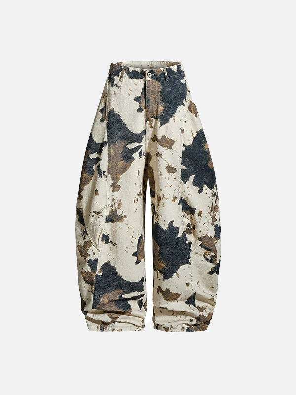 Streetwear Cow Pattern Camouflage Wide Leg Pants - Luxuryurbanwear