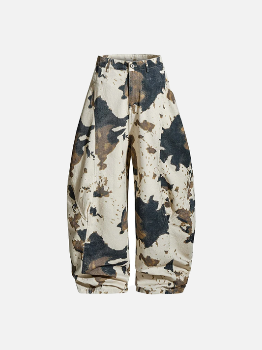 Streetwear Cow Pattern Camouflage Wide Leg Pants - Luxuryurbanwear